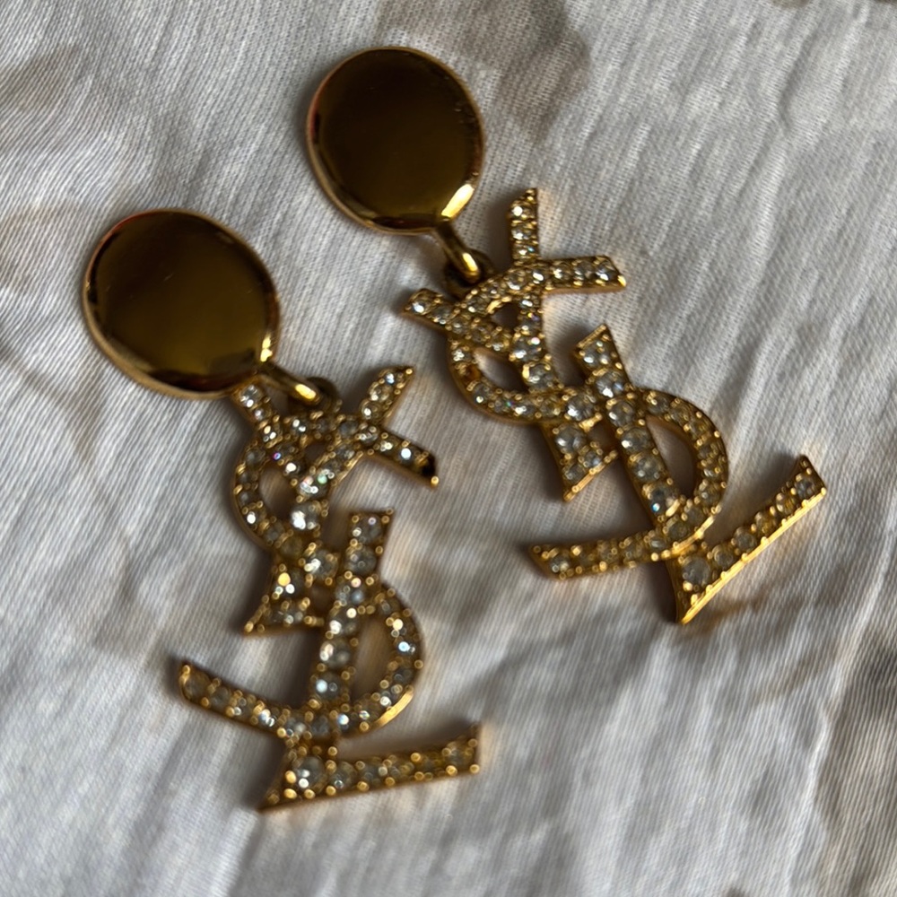 Yves Saint Laurent Gold and Silver Dangle Earrings